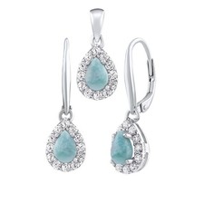 EUREKA Silberschmuck-Set mit Larimar - Ohrringe und Anhänger JJJ1393LR