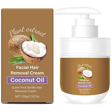 Facial Depilatory Cream, Coconut Hair Removal Cream for Women for... 