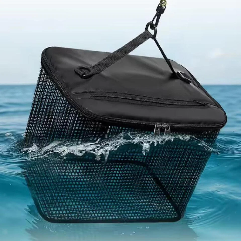 Floating Fishing Basket Zipper Outdoor with Anti Slip Paracord Multipurpose for