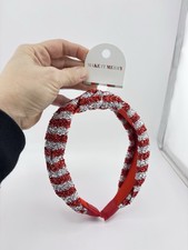 NEW Red Silver Glitter Christmas Headband Holiday Hair Accessory