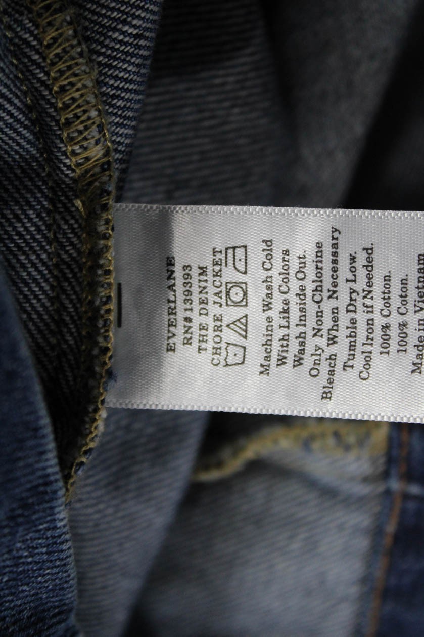 Everlane Womens Basic Jacket Blue Cotton Collared… - image 4