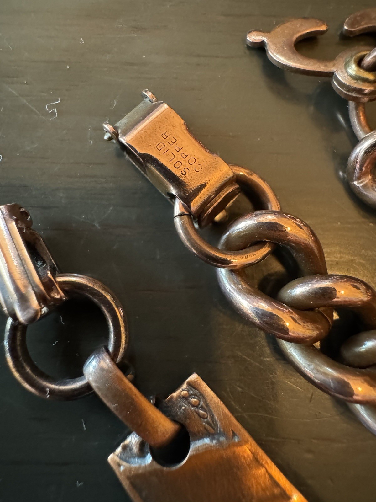 Vintage Solid Copper Chains Bracelets Curb & Sout… - image 5