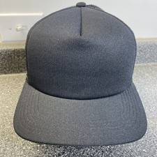 Vintage New Era Foremost Blank Snapback Mesh Trucker Black USA Made Small-Medium