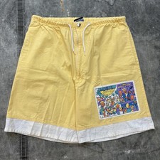 Vintage Rare 80s Yellow Unique Hobie Surf Patch Shorts