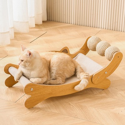 Cat Scratcher Post, Hammock & Ball Toys | Wooden Cat Beds & Durable Cat Furni...