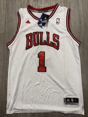 adidas Derrick Rose Chicago Bulls NBA Jersey White/Red/Black #1 Men s L