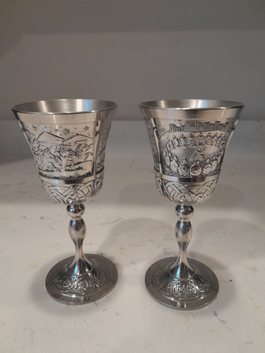 Vintage mythischer Mullingar Zinn keltischer Kelch Kelche Made in Ireland verziert