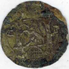 Schweiz Chur einseitiger Pfennig Steinbock im Stadttor zwischen C-P   RRR