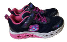 SKECHERS GIRL SZ 3 FLUTTER HEART SIMPLY LOVE NAVY BLUE PINK 302317LPRE-OWNED VGC