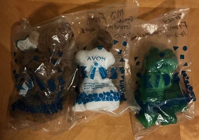 Plush Avon Full O' Beans Lot of 3 Coconut Monkey, Scout Terrier And Tad Frog New