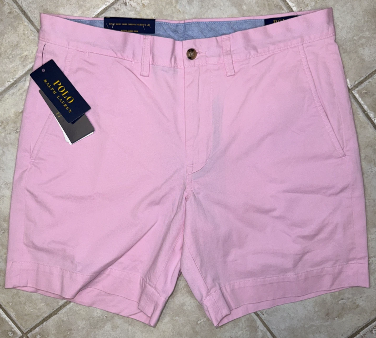 Polo Ralph Lauren Mens 33 Stretch Classic Fit 7" Shorts Pink w/ Blue Pony NWT