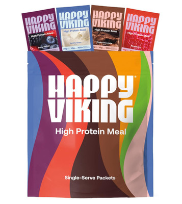 Happy Viking Protein + Superfoods Powder, 30g Protein, 12 Travel Packs