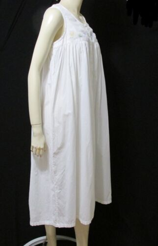Vtg Claires Rose Nightgown White Cotton Sleeveless Long Cottagecore Boho ~ Small - Picture 4 of 11