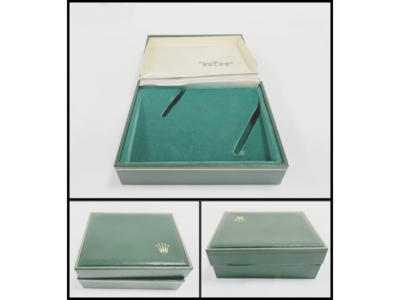 VINTAGE GENUINE ROLEX watch box case 6 set junk Green wood VINTAGE GENUINE ROLEX watch box case 6 set junk Green wood