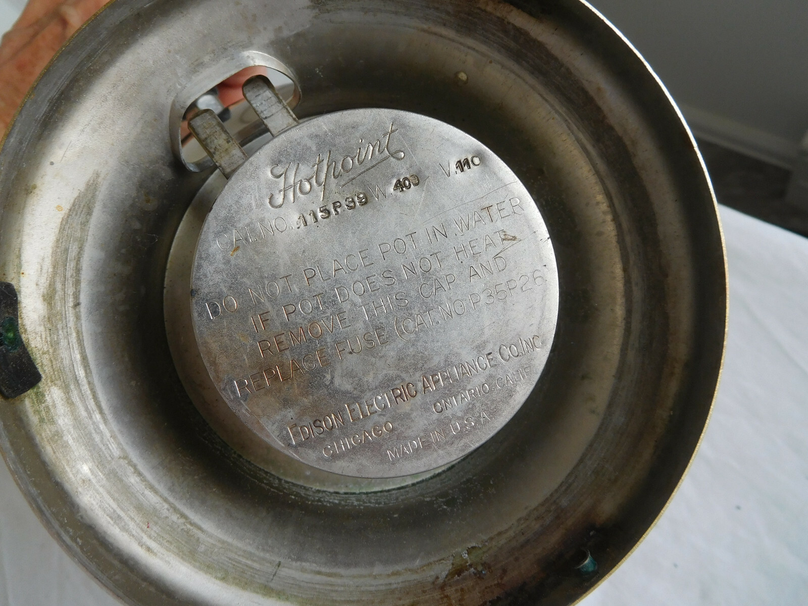 HotPoint Edison Electric COFFEE POT MAKER 115P38 vtg antique hinged lid