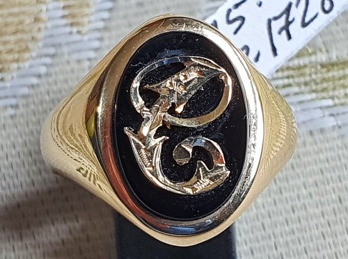 Bague Sceau Homme En Or Jaune 18 Carats - Poids 6,30 Gr, Taille Doigt 20/21, Neuf Avec étiquettes