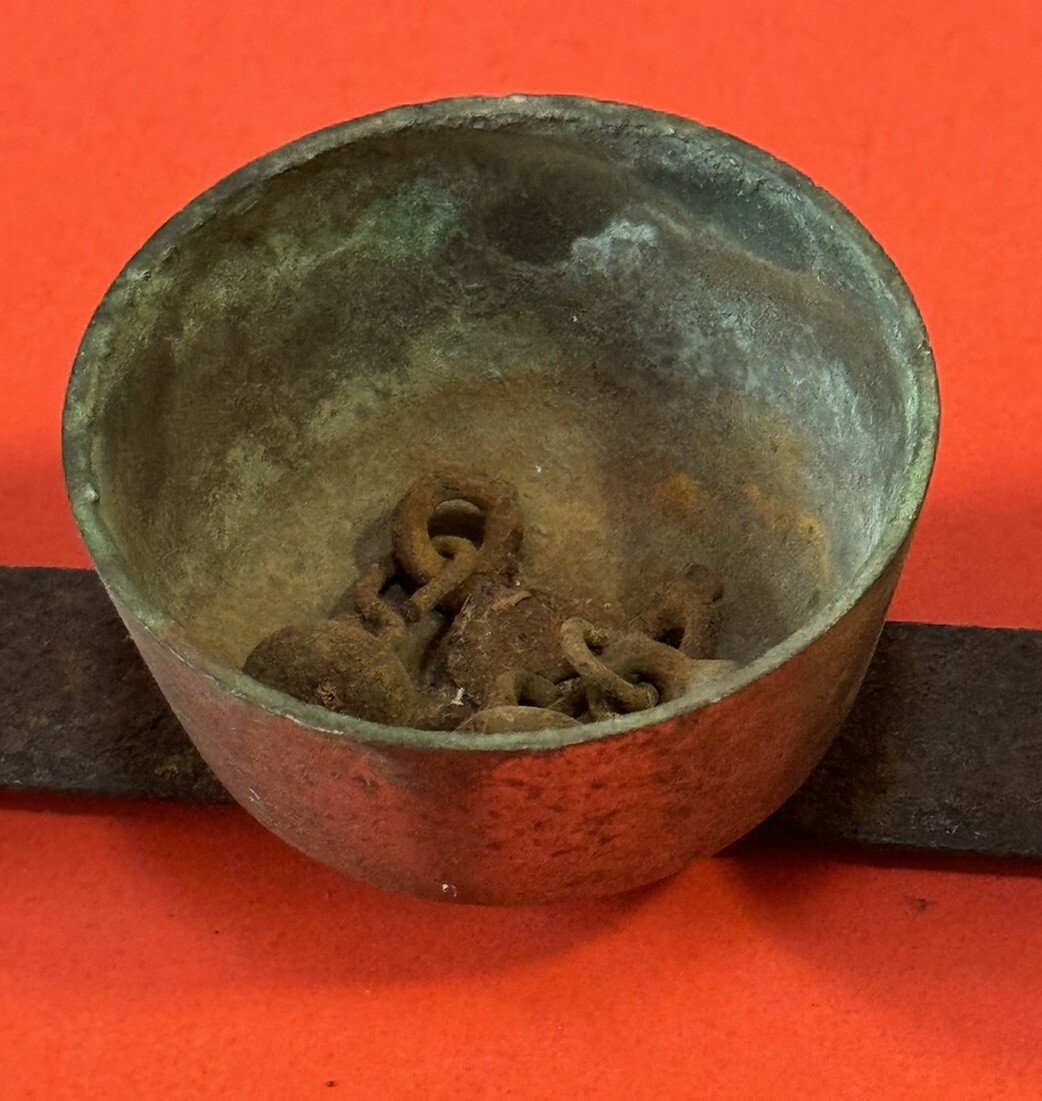 Antique Brass Carriage/Sleigh Bell 4 Graduated Bells With End Mounts