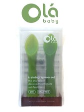 Ola Baby Spoon Set Silicone Promotes Self Feeding Training 2 Pack 6M - New 