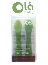 Ola Baby Spoon Set Silicone Promotes Self Feeding Training 2 Pack 6M+ - New !