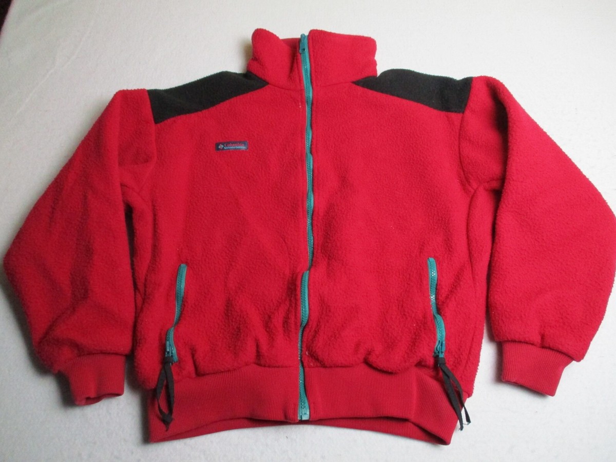 Vintage 90s Columbia Mens M Fleece Jacket Magenta Red Full Zip 