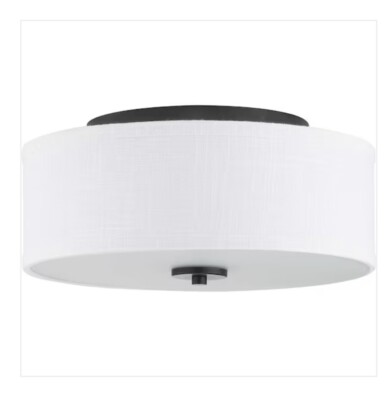Progress Inspire P350130-143 2 Light 13'' Drum Graphite Black White Linen Shade