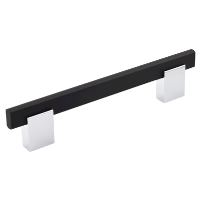 10x Euro Bridge Style 3-3/4'' Centers Chrome Black Cabinet Pull Handle 5-1/32''