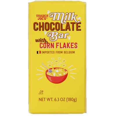 Trader Joe's 6.3 oz Milk Chocolate Bar with CORN FLAKES Belgium ** BB 12/2025 **