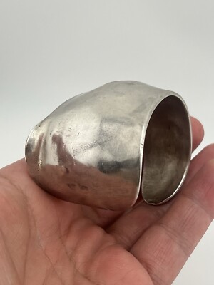 Modernist One Of The Kind Sterling Silver 925 Cuff Bracelet SIGNED 