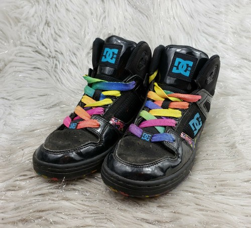 DC SHOES Black Paint Splatter Rebound High SE Sneakers Size 4.5 / 35.5 - Picture 4 of 6