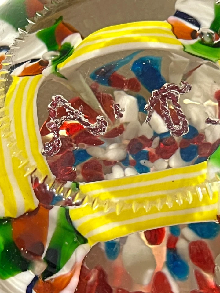 19th C Large Magnum Floral Lampwork Custom Paperweight with Initials Monogram - Image 3 of 4