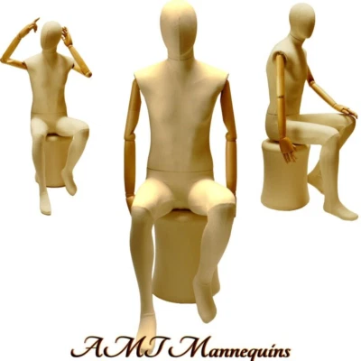 AMT-MANNEQUINS Male sitting Flexible Posable Handmade Mannequin to display Christmas Santa-#S1