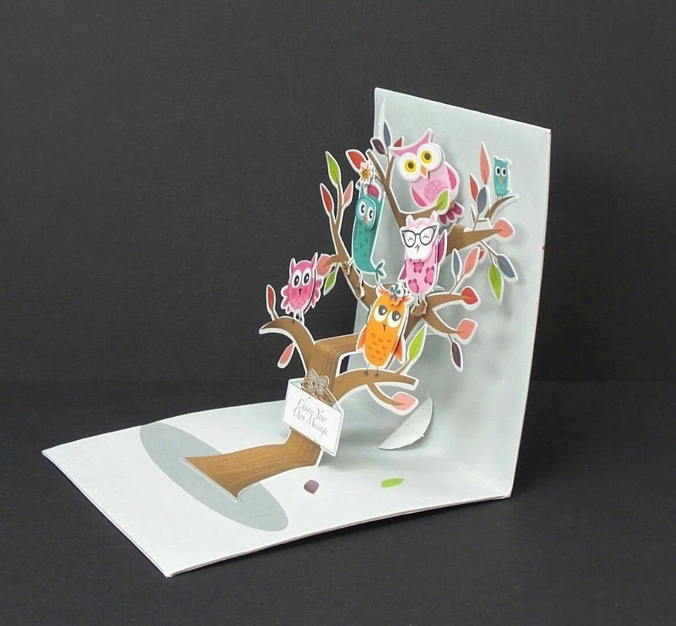 All Occasion Greeting Card 3D Pop Up Owl Tree Treasures Up With Paper - Image 3 of 4