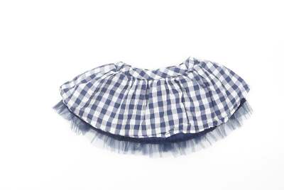 Marks and Spencer Mädchen blau Gingham Polyestermischung Tutu Rock Größe 9-12M Ziehen