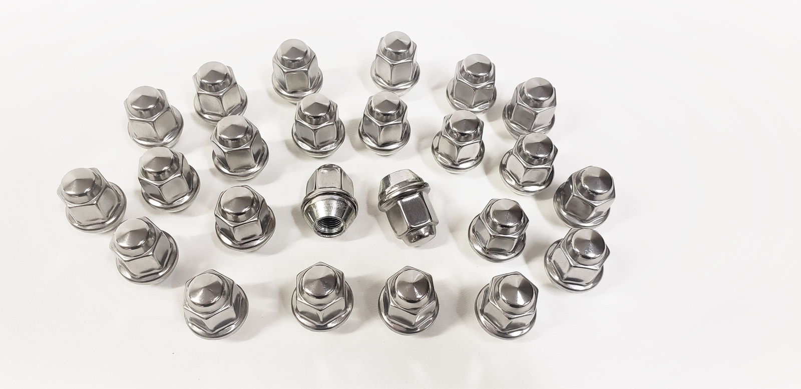 24 Pack Lug Nuts 1/2 Inch Stainless Steel Capped Acorn Bulge Trailer