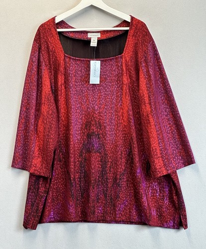 Catherines Women's Plus Size Easy Fit 3/4-Sleeve V-Neck Tunic