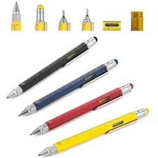 6 in 1 Screen Stylus Ballpoint Pen with Level Ruler Screwdriver Multi-tool Bu