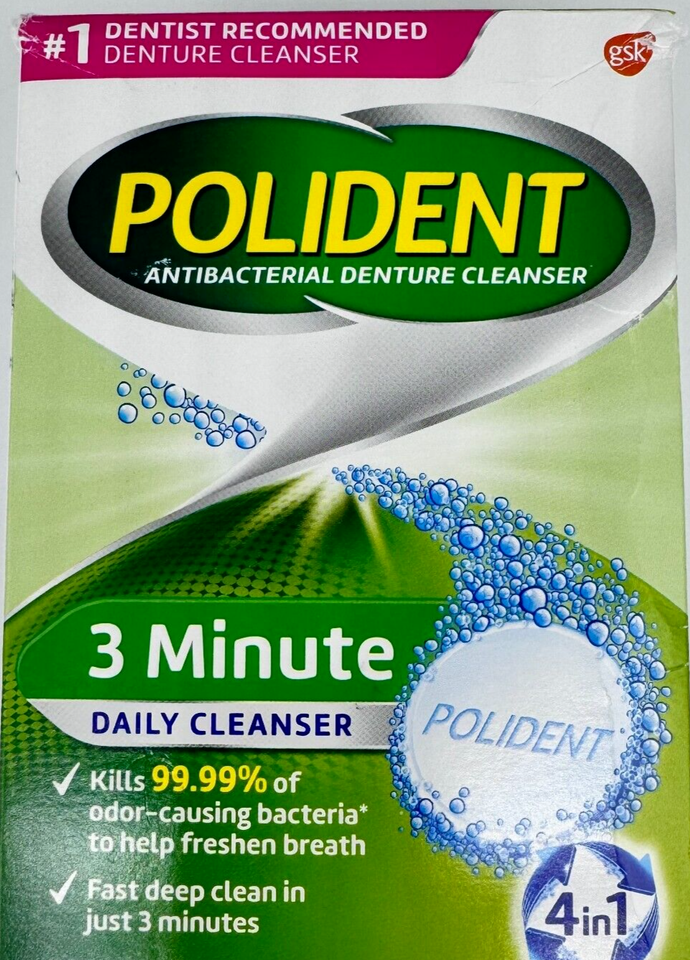 Polident Antibacterial Denture Cleanser 3 Minute Daily 270 Tablets Exp