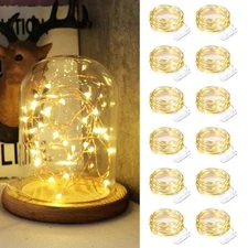 12 Pack Fairy Lights Battery Operated String Lights7FT 20LED Waterproof Silver