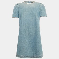 Zimmermann Blue Denim Crush Embellished Mini Dress L