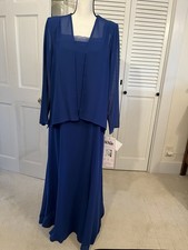 Ursula Mother Of The Bride/GroomDress 14 Cobalt Blue Beaded Tiered W/ Jacket
