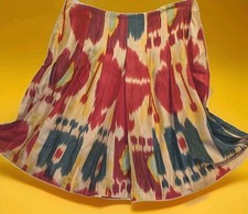 LRL Silk Maxi Skirt Ralph Lauren Abstract Skirt Pleated Lined Pockets Size 10