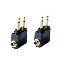 Dual 3.5mm Male to 3.5mm Female Airplane Headphone Adapter Gold Plated 2