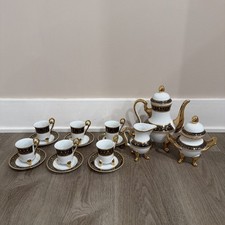   Imperial Czechoslovakia Tea Set 15pc Gold Trim Cups Saucers Teapot