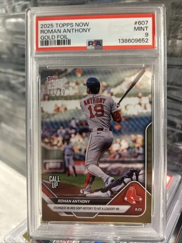 2025 Topps Youngest in History lead off HR Gold Roman Anthony /50 PSA 9 !!!🔥🔥