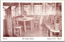 Interior Porch At The Paper House Pigeon Cove Massachusetts Postcard I635