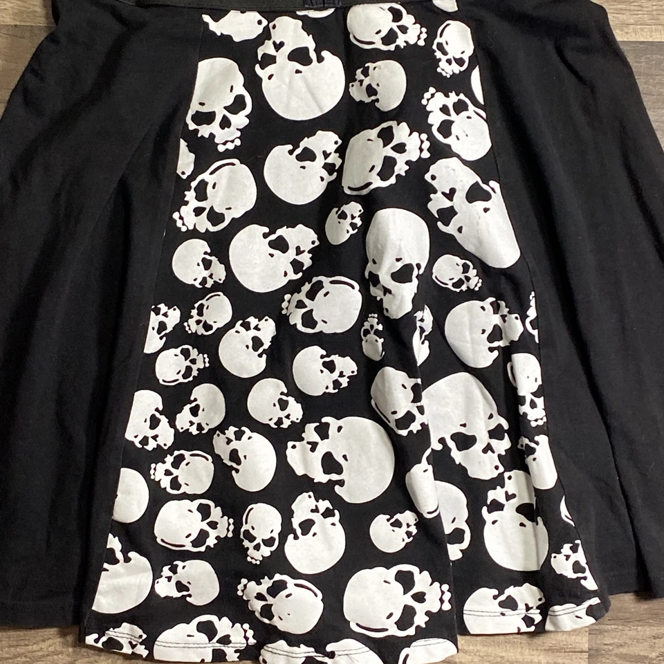 Royal Bones Skull Dress Goth Babydoll Sz Large Black White Tank Fit & Flare Punk - Image 3 of 4