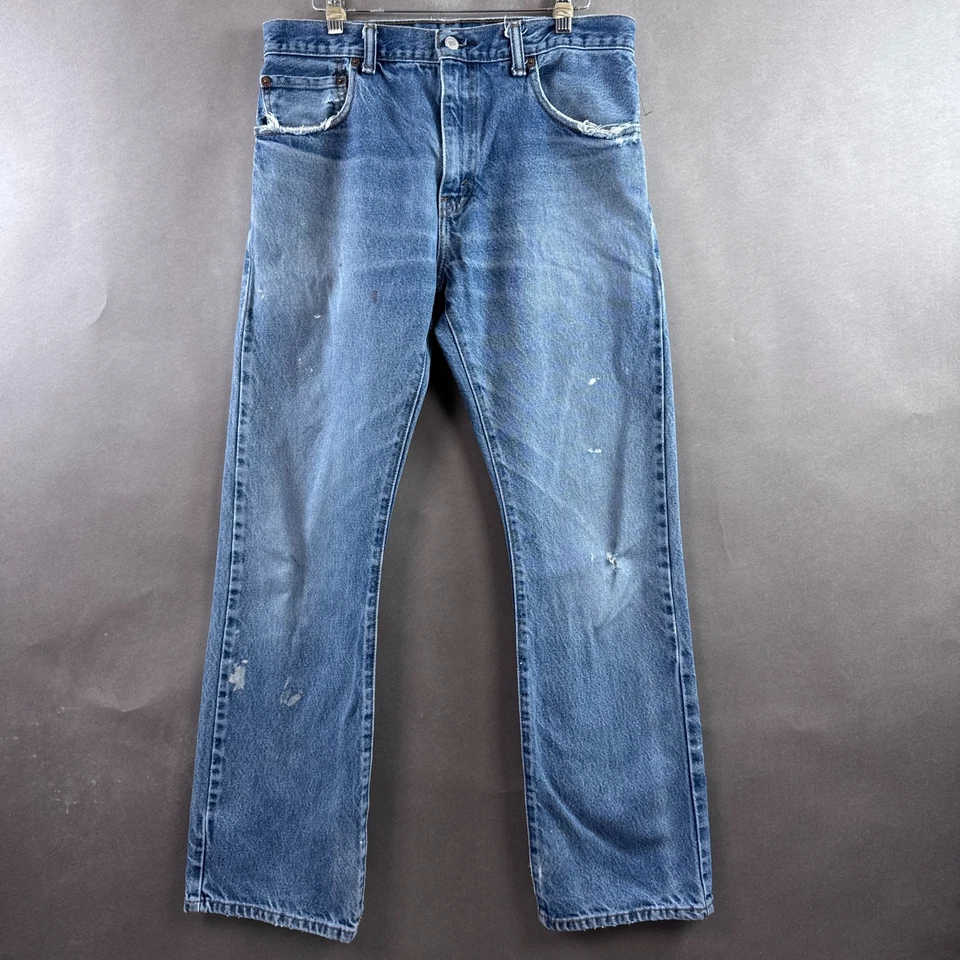 Levis 517 Jeans Men 32x30 Blue Bootcut Slim Pant Western Cowboy Washed Out Faded - Image 2 of 4