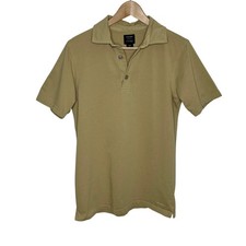 Flison Mens Cedar River Polo Shirt XS Tan Quarter Button Short Sleeve Cotton