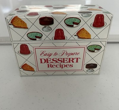 Vtg. Tin Metal Recipe Box Nabisco Royal Dessert w Original Sealed Recipe Cards