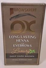 BROWSXPERT Long Lasting Henna Kit For Eyebrow Hair Stir+Brush Dark Brown/3g